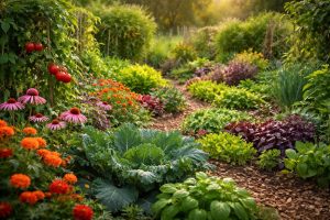 jardin-luxuriant-fleurs-legumes-herbes